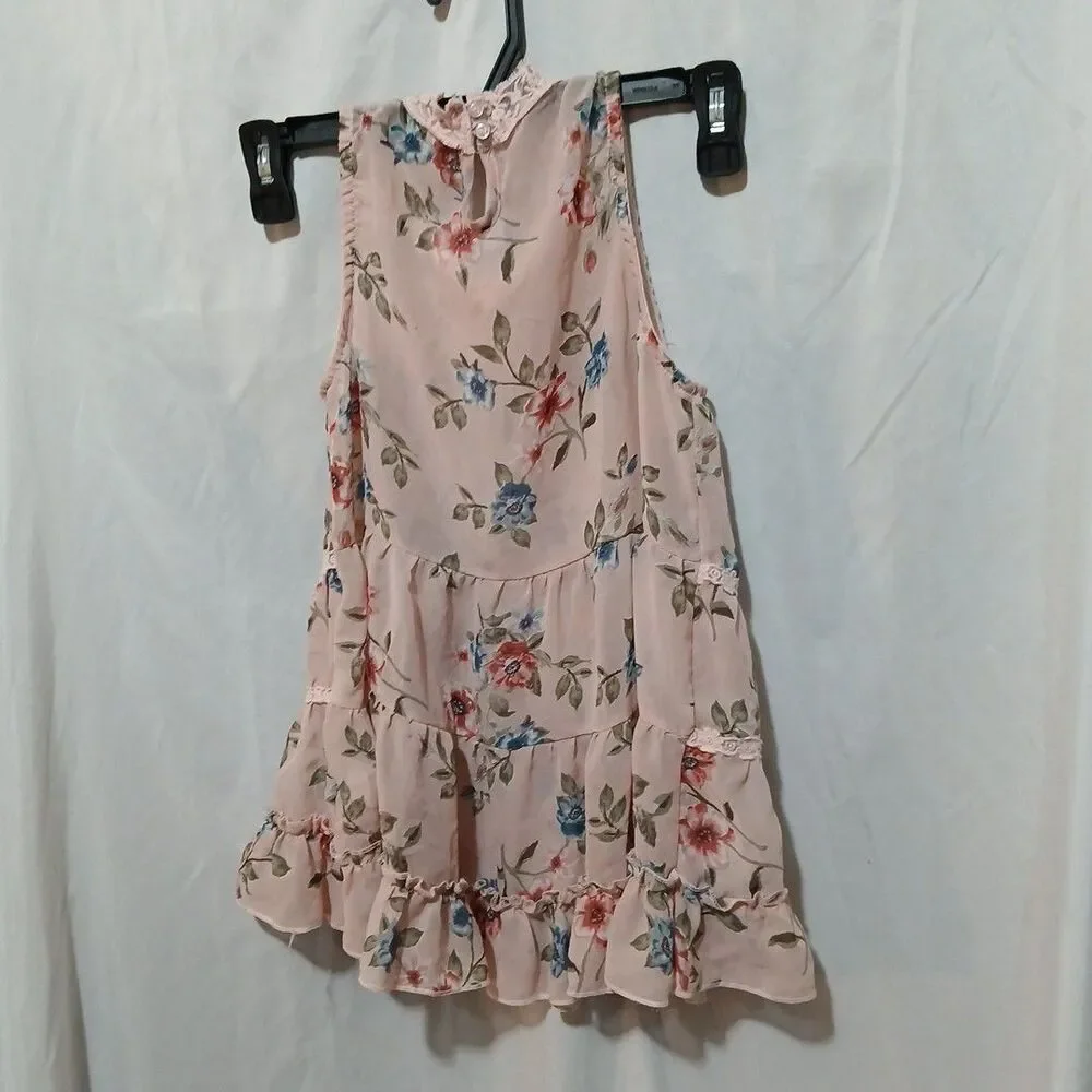BEAUTEES Girls Pink  Lace Floral Dress Size S